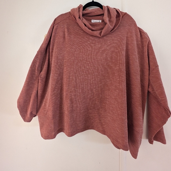 Madison Dusty Orange Cowl Neck Sweater Oversized Knit - Picture 3 of 7